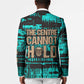Chinua Achebe Blazer with Tribal Mask Design, Things Fall Apart Quote and Teal Abstract - African Pride