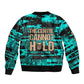 Chinua Achebe Bomber Jacket with Tribal Mask Design, Things Fall Apart Quote and Teal Abstract - African Pride