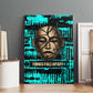 Chinua Achebe Canvas Wall Art with Tribal Mask Design, Things Fall Apart Quote and Teal Abstract - African Pride