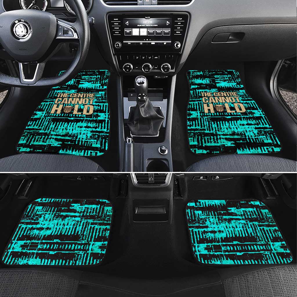 Chinua Achebe Car Mats with Tribal Mask Design, Things Fall Apart Quote and Teal Abstract - African Pride