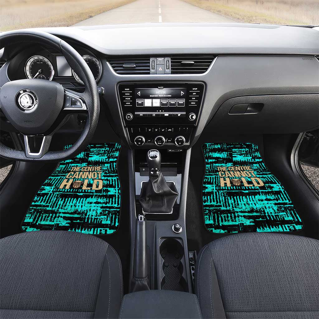 Chinua Achebe Car Mats with Tribal Mask Design, Things Fall Apart Quote and Teal Abstract - African Pride
