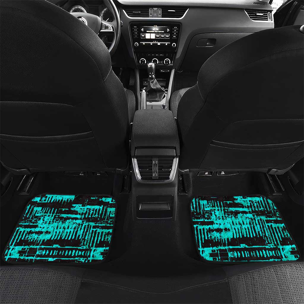 Chinua Achebe Car Mats with Tribal Mask Design, Things Fall Apart Quote and Teal Abstract - African Pride