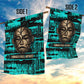Chinua Achebe Garden Flag with Tribal Mask Design, Things Fall Apart Quote and Teal Abstract - African Pride