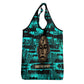 Chinua Achebe Grocery Bag with Tribal Mask Design, Things Fall Apart Quote and Teal Abstract - African Pride