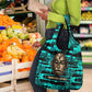 Chinua Achebe Grocery Bag with Tribal Mask Design, Things Fall Apart Quote and Teal Abstract - African Pride