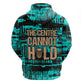 Chinua Achebe Hoodie with Tribal Mask Design, Things Fall Apart Quote and Teal Abstract - African Pride