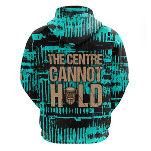 Chinua Achebe Hoodie with Tribal Mask Design, Things Fall Apart Quote and Teal Abstract - African Pride