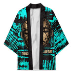 Chinua Achebe Kimono with Tribal Mask Design, Things Fall Apart Quote and Teal Abstract - African Pride