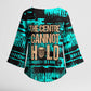 Chinua Achebe Kimono Sleeve Blouse with Tribal Mask Design, Things Fall Apart Quote and Teal Abstract - African Pride