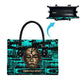 Chinua Achebe Leather Bag with Tribal Mask Design, Things Fall Apart Quote and Teal Abstract - African Pride
