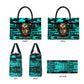Chinua Achebe Leather Bag with Tribal Mask Design, Things Fall Apart Quote and Teal Abstract - African Pride