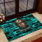 Chinua Achebe Rubber Doormat with Tribal Mask Design, Things Fall Apart Quote and Teal Abstract - African Pride