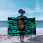 Chinua Achebe Sarong with Tribal Mask Design, Things Fall Apart Quote and Teal Abstract - African Pride