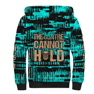 Chinua Achebe Sherpa Hoodie with Tribal Mask Design, Things Fall Apart Quote and Teal Abstract - African Pride
