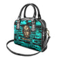 Chinua Achebe Shoulder Handbag with Tribal Mask Design, Things Fall Apart Quote and Teal Abstract - African Pride