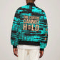 Chinua Achebe Sleeve Zip Bomber Jacket with Tribal Mask Design, Things Fall Apart Quote and Teal Abstract - African Pride