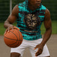 Chinua Achebe Sleeveless Hoodie with Tribal Mask Design, Things Fall Apart Quote and Teal Abstract - African Pride