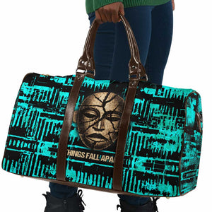 Chinua Achebe Travel Bag with Tribal Mask Design, Things Fall Apart Quote and Teal Abstract - African Pride