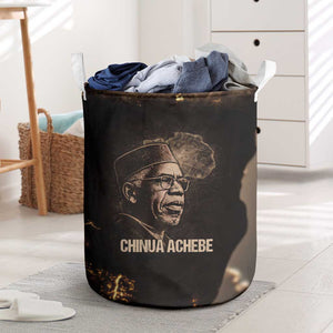 Chinua Achebe Laundry Basket with Sepia Portrait, Lion Historians Quote and Vintage African Map - African Pride