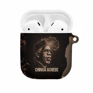 Chinua Achebe AirPods Case with Sepia Portrait, Lion Historians Quote and Vintage African Map - African Pride