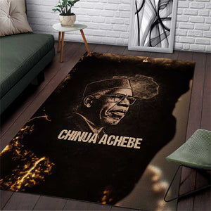 Chinua Achebe Area Rug with Sepia Portrait, Lion Historians Quote and Vintage African Map - African Pride