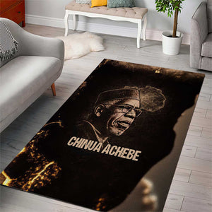 Chinua Achebe Area Rug with Sepia Portrait, Lion Historians Quote and Vintage African Map - African Pride