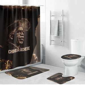 Chinua Achebe Bathroom Set with Sepia Portrait, Lion Historians Quote and Vintage African Map - African Pride