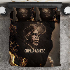Chinua Achebe Bedding Set with Sepia Portrait, Lion Historians Quote and Vintage African Map - African Pride