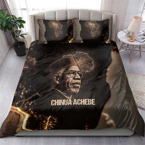 Chinua Achebe Bedding Set with Sepia Portrait, Lion Historians Quote and Vintage African Map - African Pride