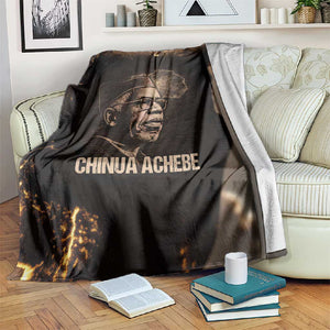 Chinua Achebe Blanket with Sepia Portrait, Lion Historians Quote and Vintage African Map - African Pride