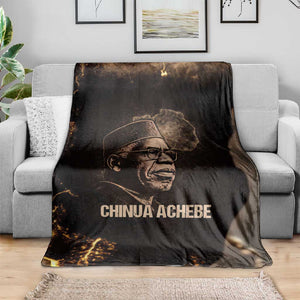 Chinua Achebe Blanket with Sepia Portrait, Lion Historians Quote and Vintage African Map - African Pride