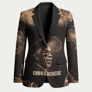 Chinua Achebe Blazer with Sepia Portrait, Lion Historians Quote and Vintage African Map - African Pride