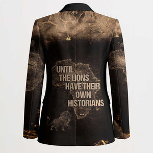 Chinua Achebe Blazer with Sepia Portrait, Lion Historians Quote and Vintage African Map - African Pride