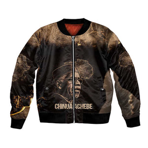 Chinua Achebe Bomber Jacket with Sepia Portrait, Lion Historians Quote and Vintage African Map - African Pride