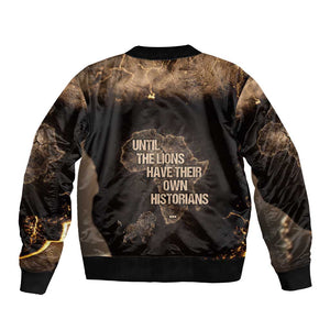 Chinua Achebe Bomber Jacket with Sepia Portrait, Lion Historians Quote and Vintage African Map - African Pride
