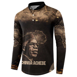 Chinua Achebe Button Sweatshirt with Sepia Portrait, Lion Historians Quote and Vintage African Map