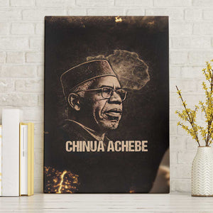 Chinua Achebe Canvas Wall Art with Sepia Portrait, Lion Historians Quote and Vintage African Map - African Pride