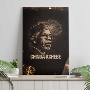 Chinua Achebe Canvas Wall Art with Sepia Portrait, Lion Historians Quote and Vintage African Map - African Pride
