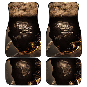 Chinua Achebe Car Mats with Sepia Portrait, Lion Historians Quote and Vintage African Map - African Pride