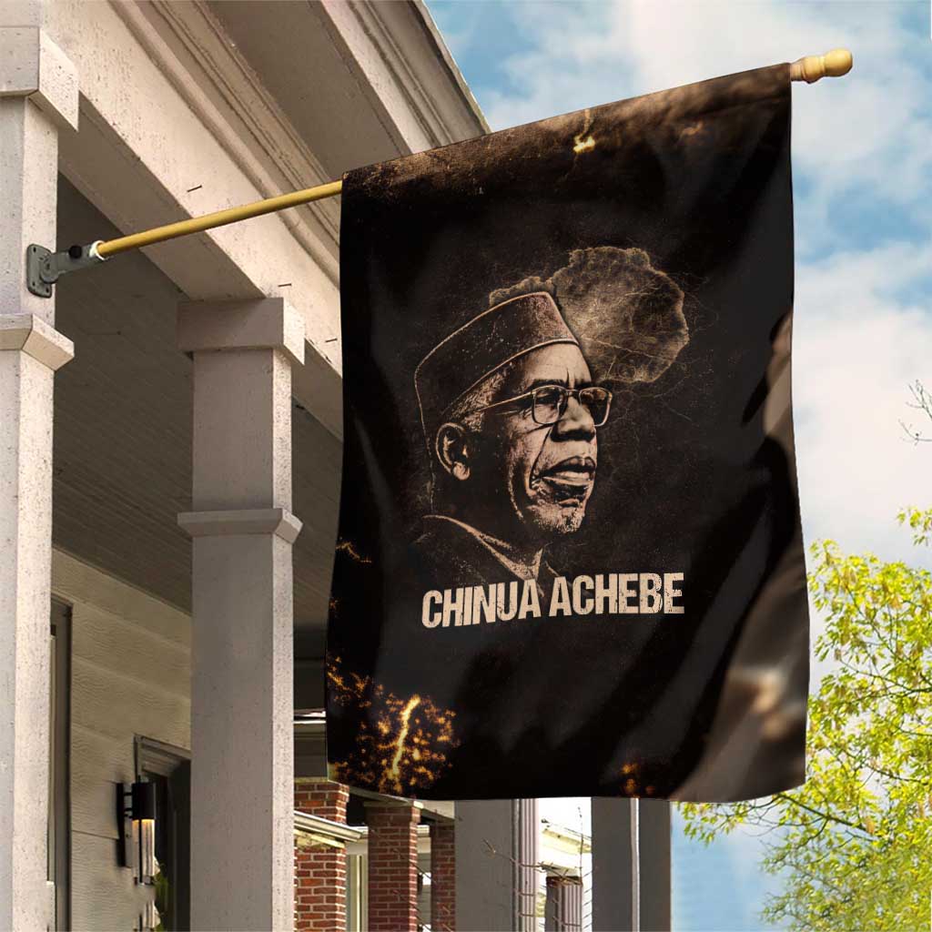 Chinua Achebe Garden Flag with Sepia Portrait, Lion Historians Quote and Vintage African Map - African Pride