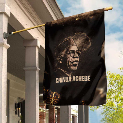 Chinua Achebe Garden Flag with Sepia Portrait, Lion Historians Quote and Vintage African Map - African Pride