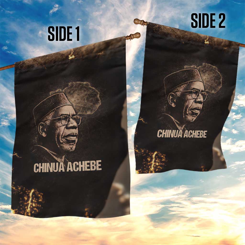 Chinua Achebe Garden Flag with Sepia Portrait, Lion Historians Quote and Vintage African Map - African Pride