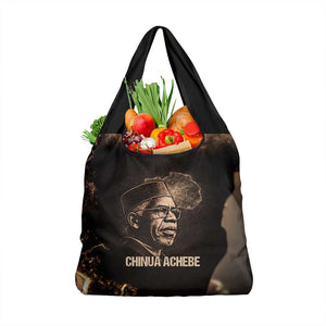 Chinua Achebe Grocery Bag with Sepia Portrait, Lion Historians Quote and Vintage African Map - African Pride