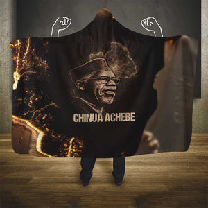 Chinua Achebe Hooded Blanket with Sepia Portrait, Lion Historians Quote and Vintage African Map - African Pride