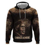 Chinua Achebe Hoodie with Sepia Portrait, Lion Historians Quote and Vintage African Map - African Pride