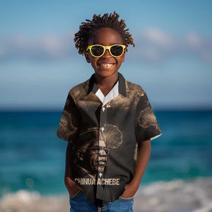 Chinua Achebe Kid Hawaiian Shirt with Sepia Portrait, Lion Historians Quote and Vintage African Map - African Pride