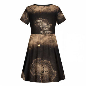 Chinua Achebe Kid Short Sleeve Dress with Sepia Portrait, Lion Historians Quote and Vintage African Map - African Pride