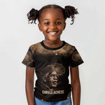 Chinua Achebe Kid T shirt with Sepia Portrait, Lion Historians Quote and Vintage African Map - African Pride