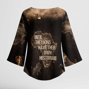 Chinua Achebe Kimono Sleeve Blouse with Sepia Portrait, Lion Historians Quote and Vintage African Map - African Pride