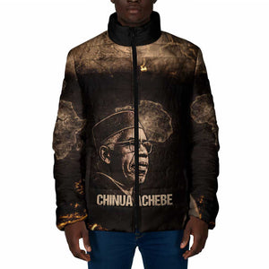 Chinua Achebe Padded Jacket with Sepia Portrait, Lion Historians Quote and Vintage African Map - African Pride